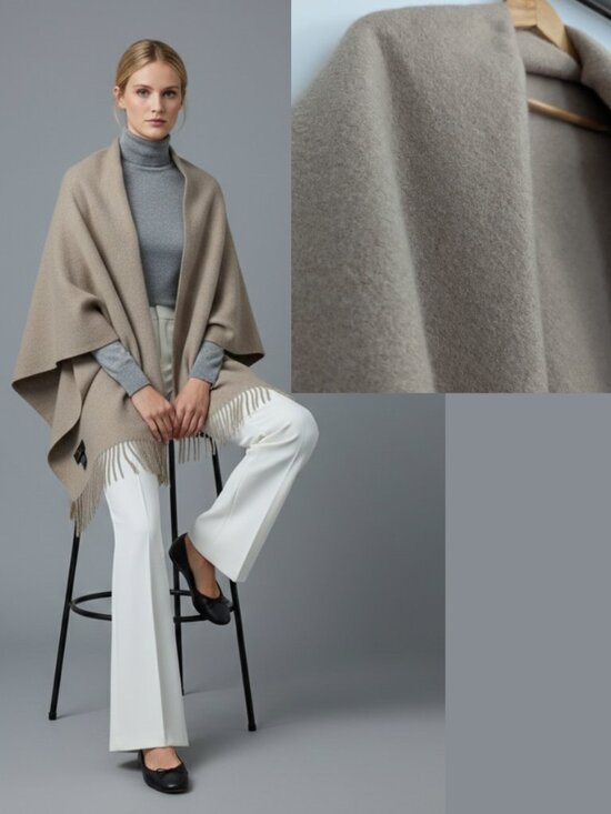 Pure Cashmere Accessories - Pure Cashmere 100% Cashmere Beige Blanket Wrap